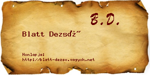 Blatt Dezső névjegykártya